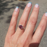 Platinum pink raspberry Tourmaline & diamond filigree Ring