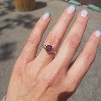 Platinum pink raspberry Tourmaline & diamond filigree Ring