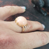 14k yellow gold 13mm coral estate ring