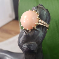 14k yellow gold 13mm coral estate ring