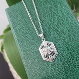 14k white gold Deco diamond filigree necklace pendant