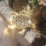 18k yellow gold movable TURTLE diamond, sapphire & ruby pendant necklace