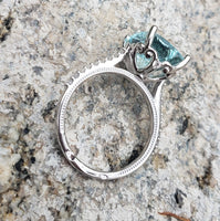 14k white gold 5.40ct Aquamarine & Diamond Ring