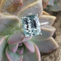 14k white gold 5.40ct Aquamarine & Diamond Ring
