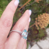 14k white gold 5.40ct Aquamarine & Diamond Ring