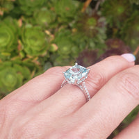14k white gold 5.40ct Aquamarine & Diamond Ring