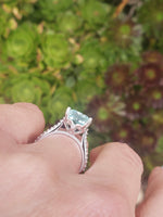 14k white gold 5.40ct Aquamarine & Diamond Ring