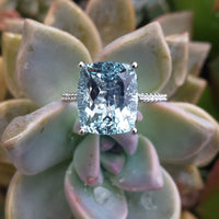 14k white gold 5.40ct Aquamarine & Diamond Ring