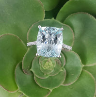 14k white gold 5.40ct Aquamarine & Diamond Ring