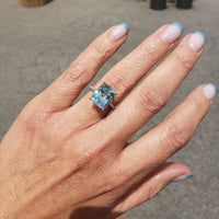 14k white gold 5.40ct Aquamarine & Diamond Ring