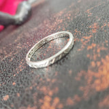 18k white gold 5 diamond Deco engraved 1928 wedding band