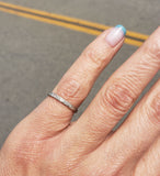 18k white gold 7 diamond c.20's Deco engraved wedding band