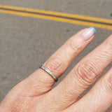 18k white gold 7 diamond c.20's Deco engraved wedding band