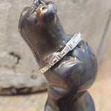 18k white gold 7 diamond c.20's Deco engraved wedding band