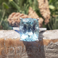 14k white gold 5.40ct Aquamarine & Diamond Ring