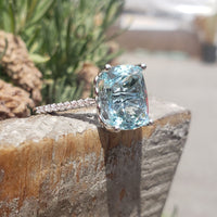 14k white gold 5.40ct Aquamarine & Diamond Ring
