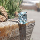 14k white gold 5.40ct Aquamarine & Diamond Ring