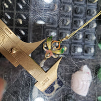 14k gold Nouveau Enamel & pearl lavaliere pendant necklace