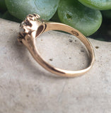 10k Victorian mine & rose cut diamond halo Ring