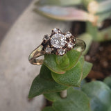 10k Victorian mine & rose cut diamond halo Ring