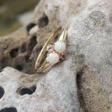 10k gold Victorian opal & rose cut diamond ring