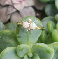 10k gold Victorian opal & rose cut diamond ring