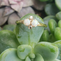 10k gold Victorian opal & rose cut diamond ring
