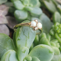 10k gold Victorian opal & rose cut diamond ring