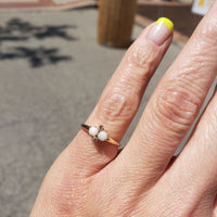 10k gold Victorian opal & rose cut diamond ring