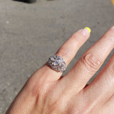 Platinum old cut marquise diamonds estate Art Deco c.1920's ring