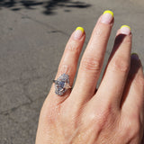 Platinum Diamond estate Art Deco c.20's glove shield Ring