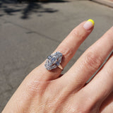 Platinum Diamond estate Art Deco c.20's glove shield Ring
