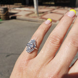 Platinum Diamond estate Art Deco c.20's glove shield Ring