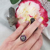 Edwardian Ruby halo & rose cut diamond Ring