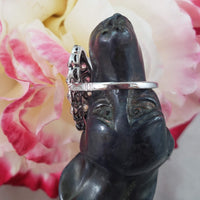14k white gold mine cut diamond Deco c.20's navette glove shield Ring