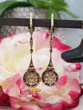 platinum & 18k gold Art Deco diamond and sapphire earrings dangle drops