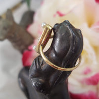 18k gold two tone ruby, sapphire, pearl & rose cut diamond navette ring - red white & blue
