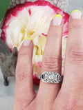 Platinum & 18k two tone Art Deco diamond & sapphire ring