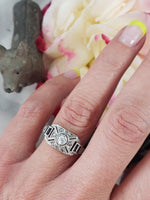 Platinum & 18k two tone Art Deco diamond & sapphire ring