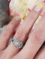Platinum & 18k two tone Art Deco diamond & sapphire ring