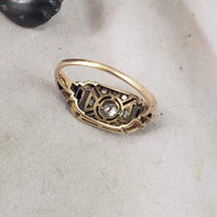 Platinum & 18k two tone Art Deco diamond & sapphire ring