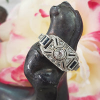 Platinum & 18k two tone Art Deco diamond & sapphire ring