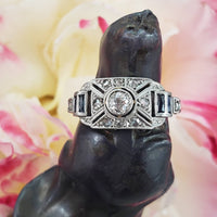 Platinum & 18k two tone Art Deco diamond & sapphire ring