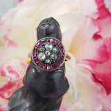Edwardian Ruby halo & rose cut diamond Ring