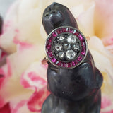 Edwardian Ruby halo & rose cut diamond Ring