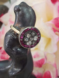 Edwardian Ruby halo & rose cut diamond Ring
