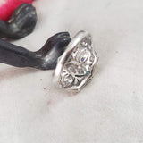 Platinum old cut marquise diamonds estate Art Deco c.1920's ring