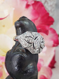 Platinum old cut marquise diamonds estate Art Deco c.1920's ring