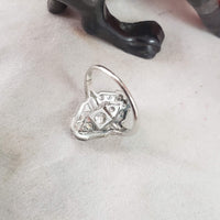 Platinum Diamond estate Art Deco c.20's glove shield Ring