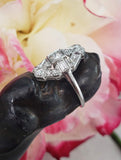 Platinum Diamond estate Art Deco c.20's glove shield Ring